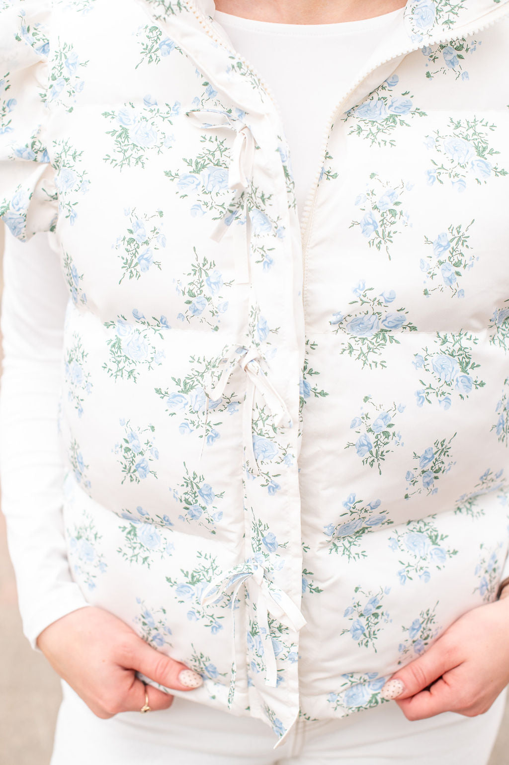 Cream+ Blue Floral Vest