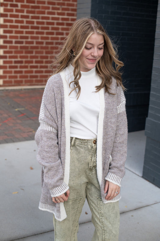 Khaki Relaxed Fit Cardigan