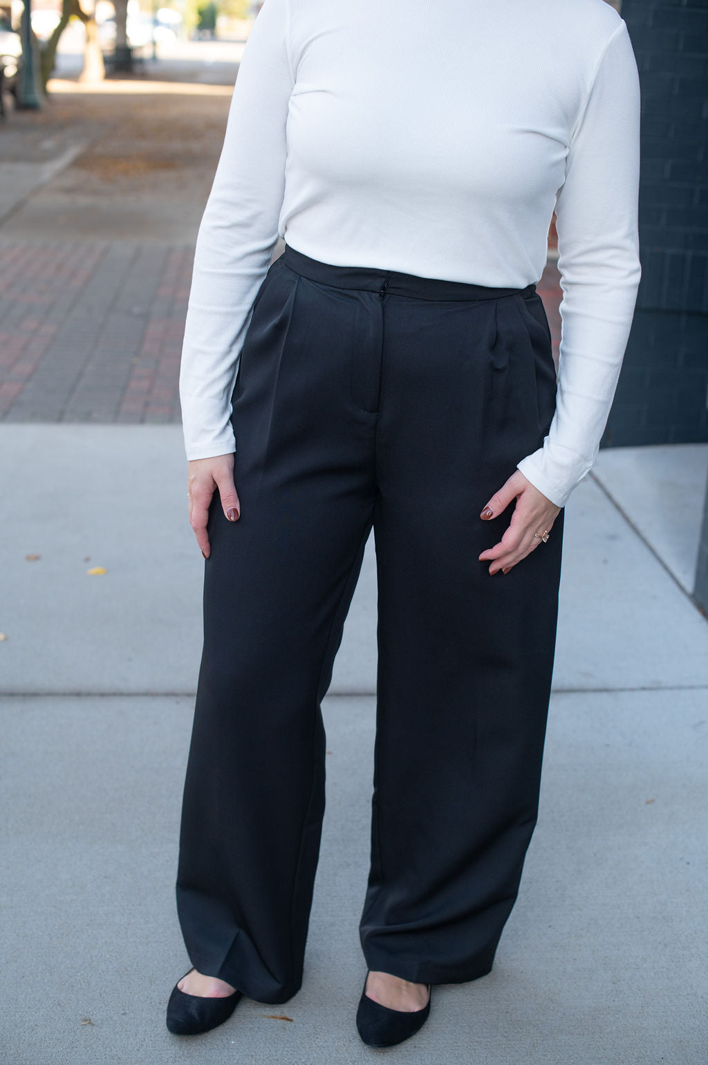Black Pleated Trouser Pants