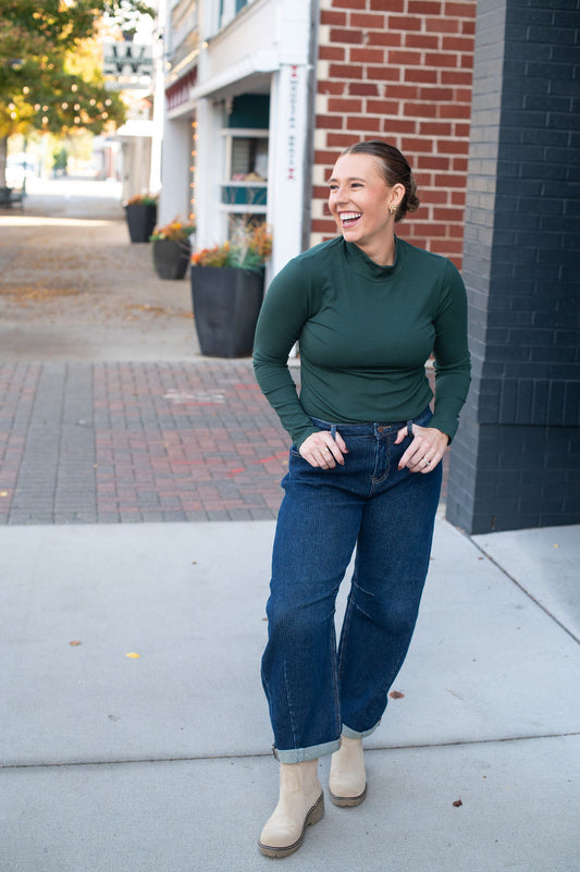 Risen Dark Slouchy Crop Barrel Jeans