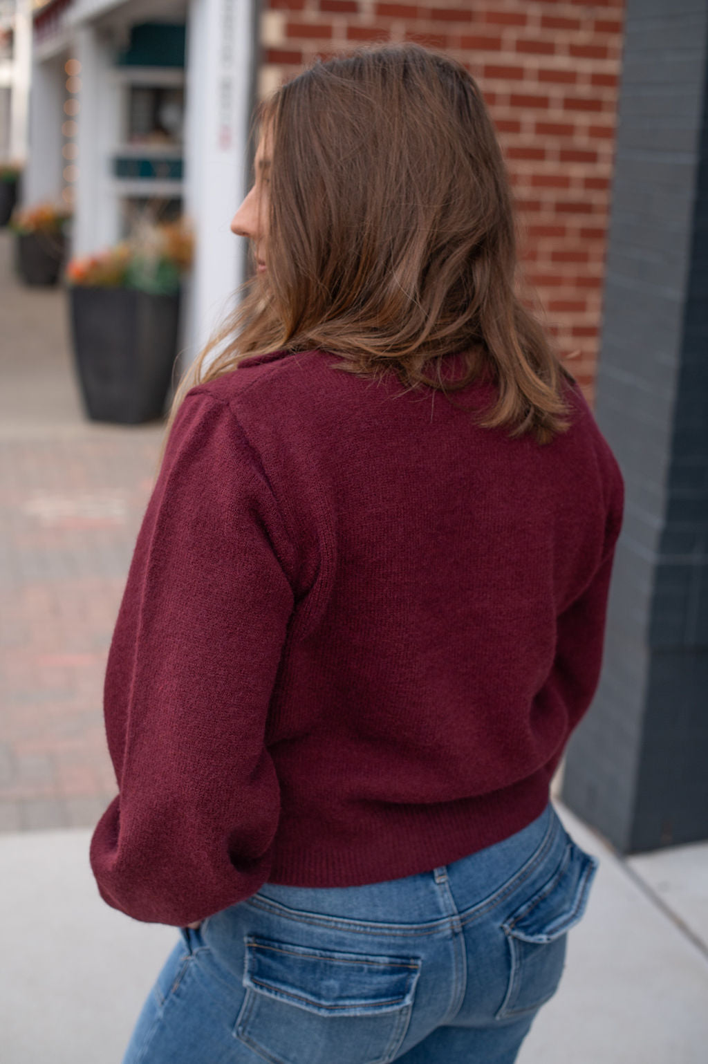 Burgundy Button Cardigan