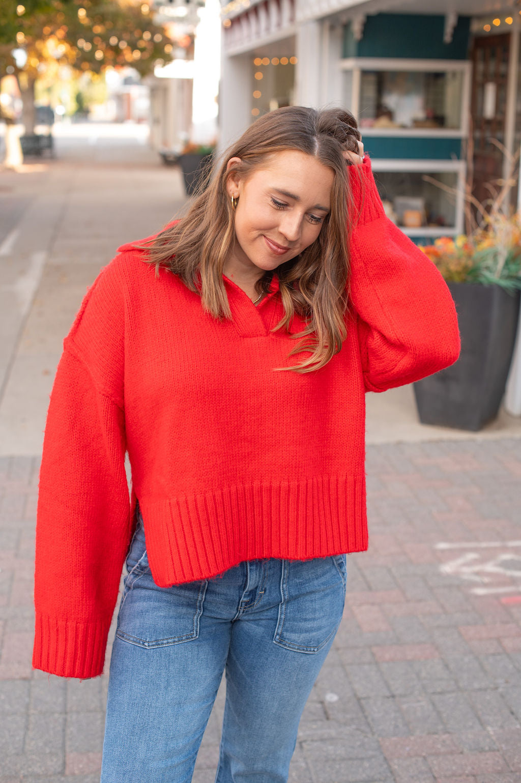 Red Cherry Melange Sweater