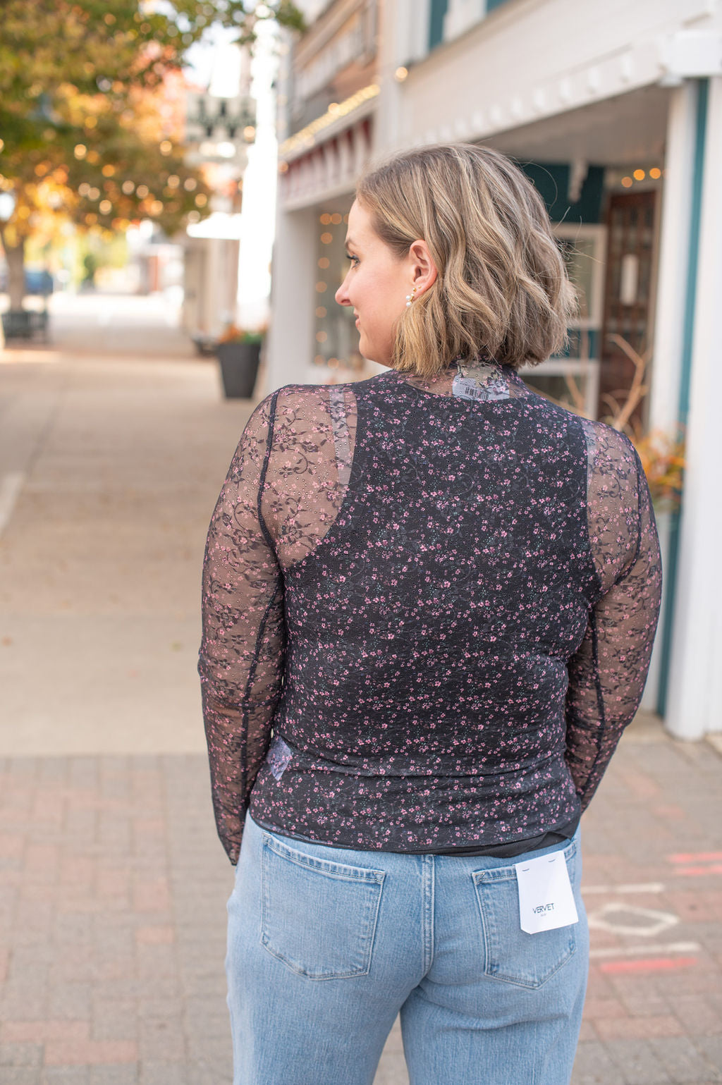 Black Sheer Floral Layering Top