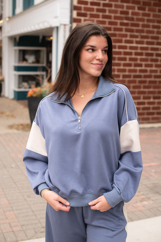 Dusty Blue Quarter Zip