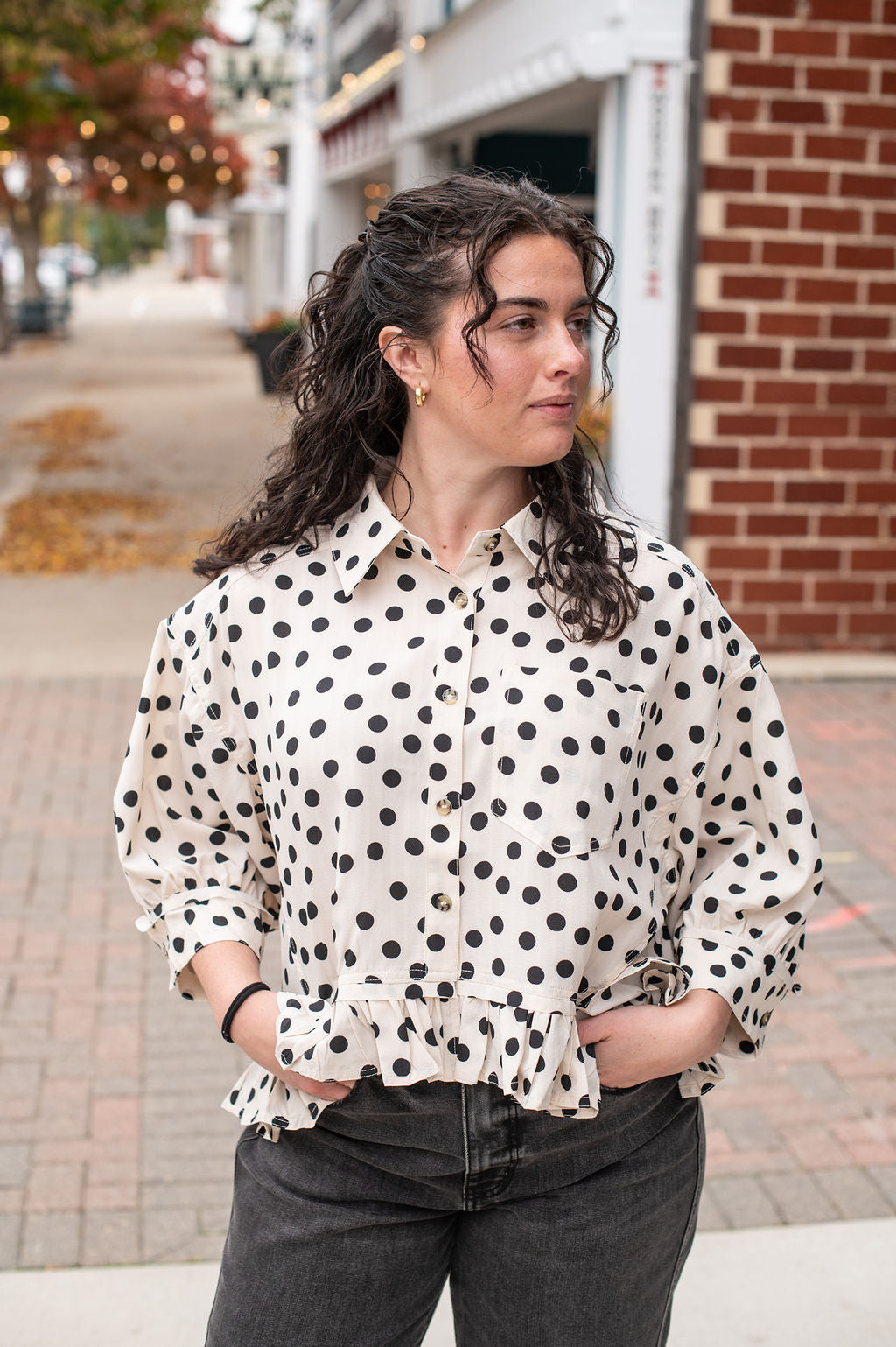 Cream Polka Dot Blouse
