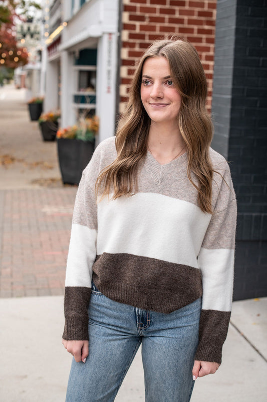 Taupe Colorlblock Sweater