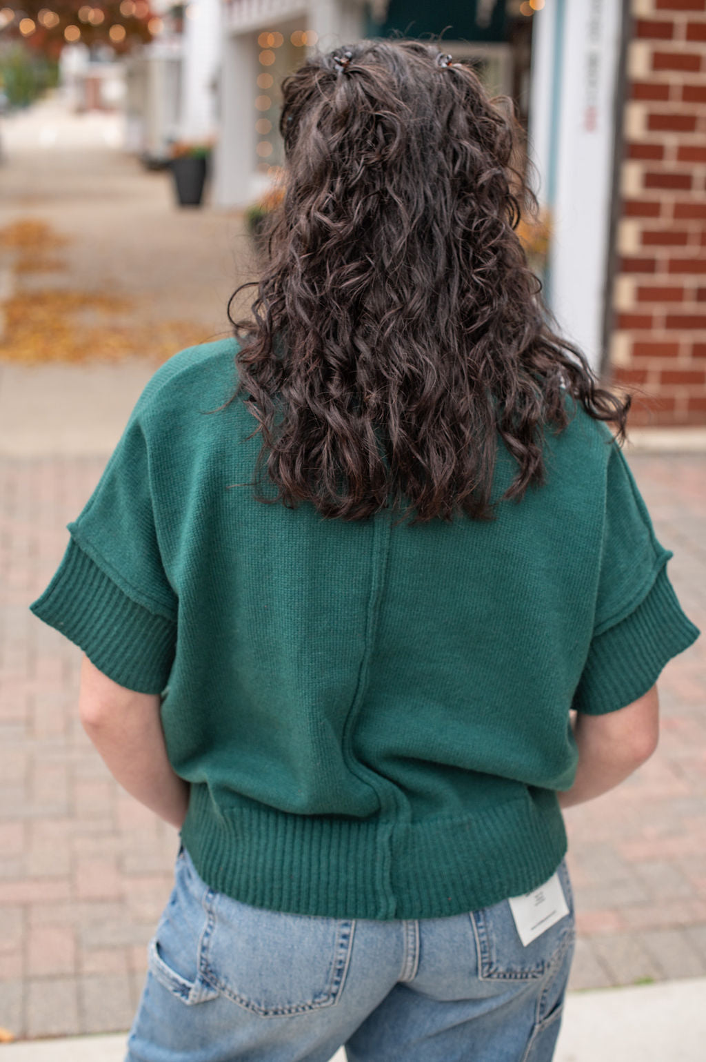 Green Drop Sleeve Crewneck Sweater