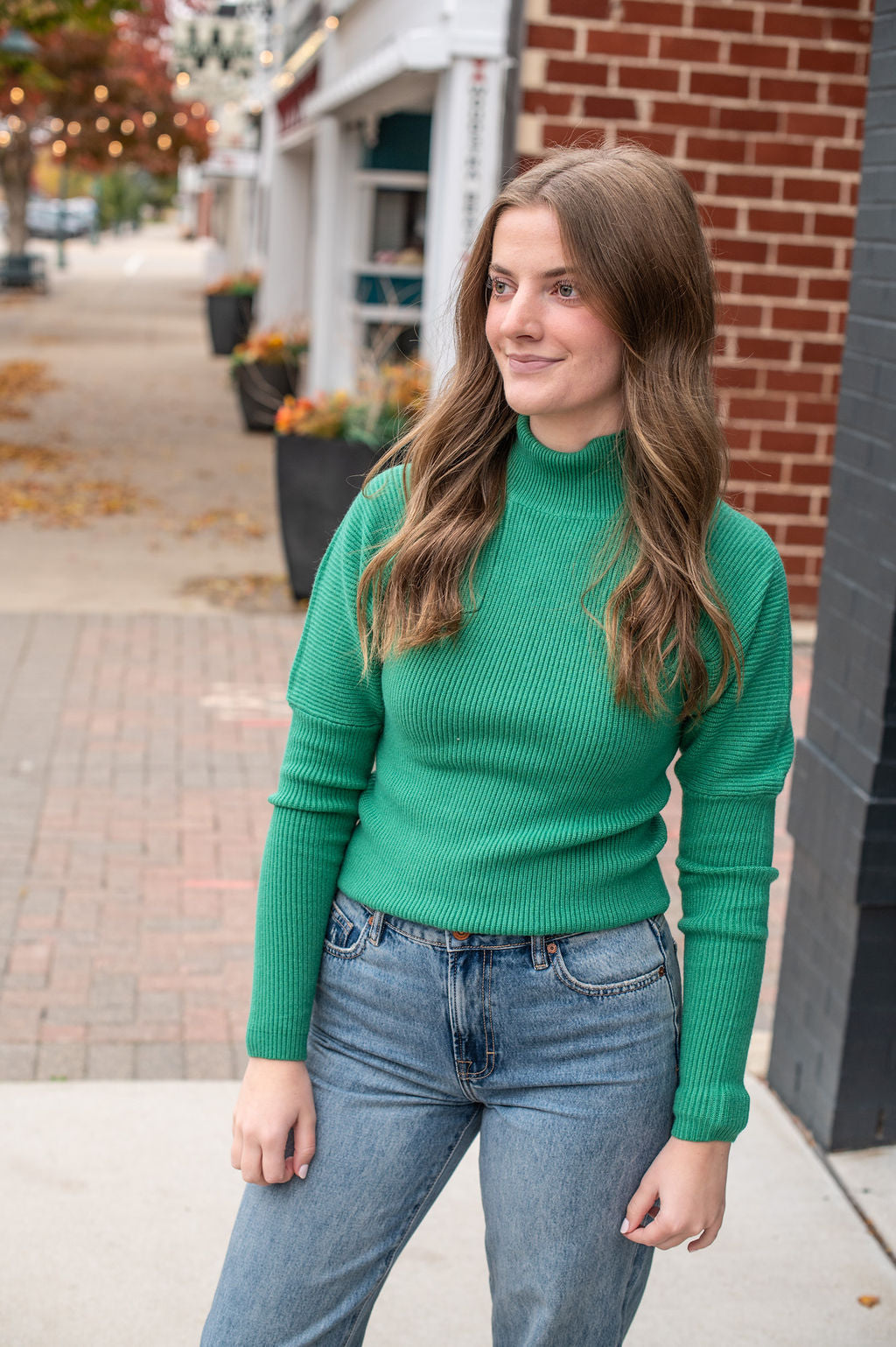 Kelly Green Mock Neck Sweater