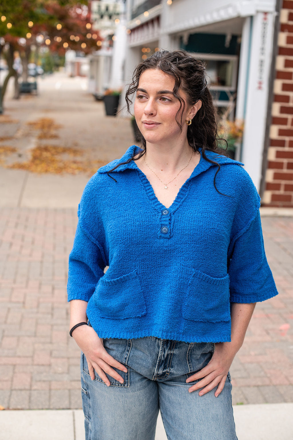Sea Blue SS Slouchy Sweater