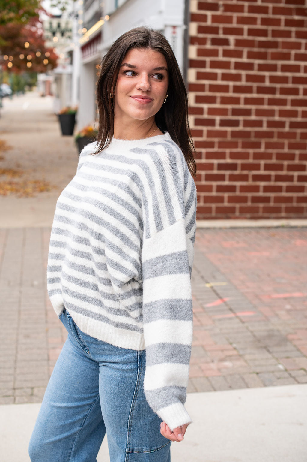 Ivory + Gray Mix Stripe Sweater