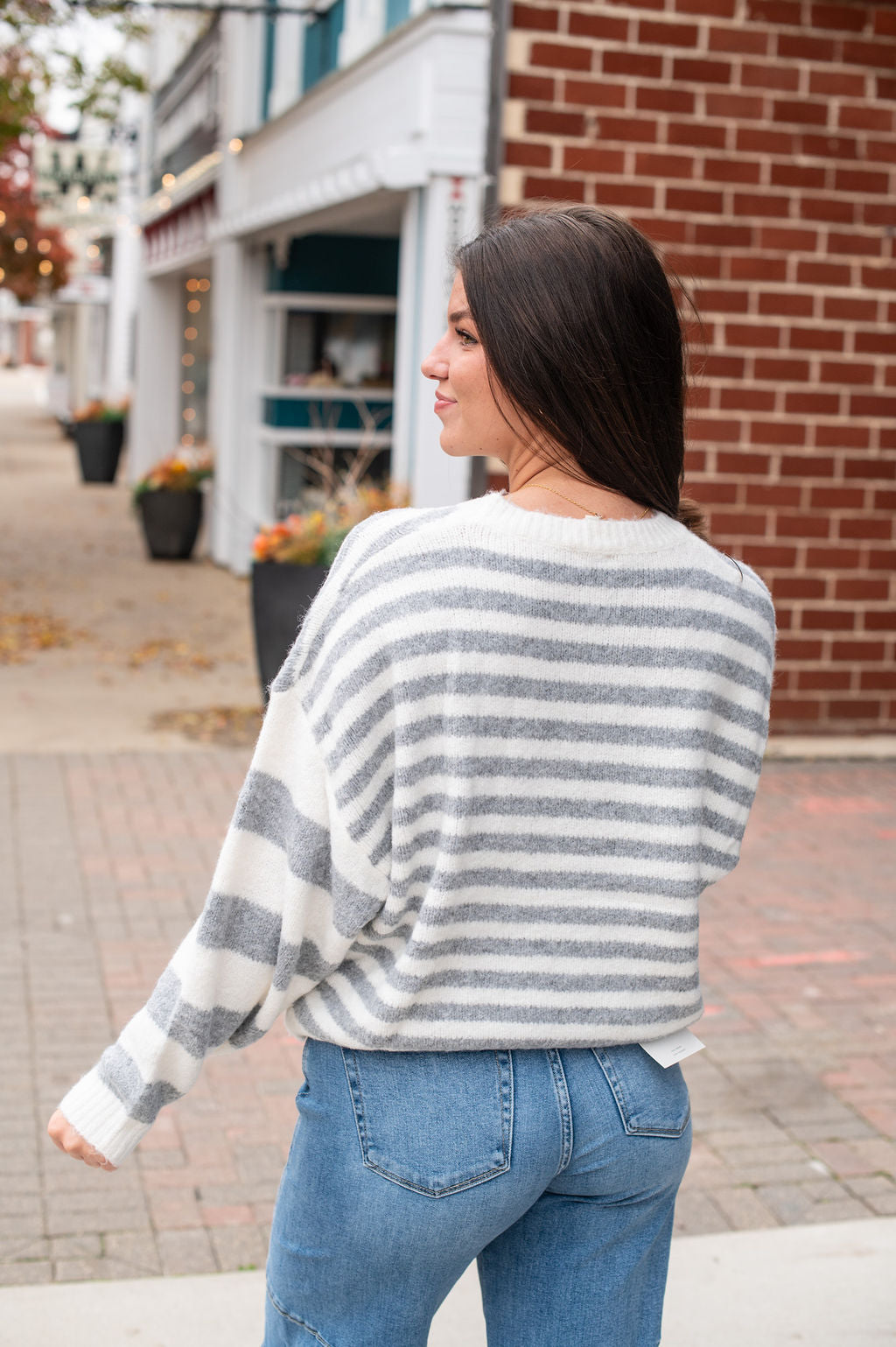 Ivory + Gray Mix Stripe Sweater