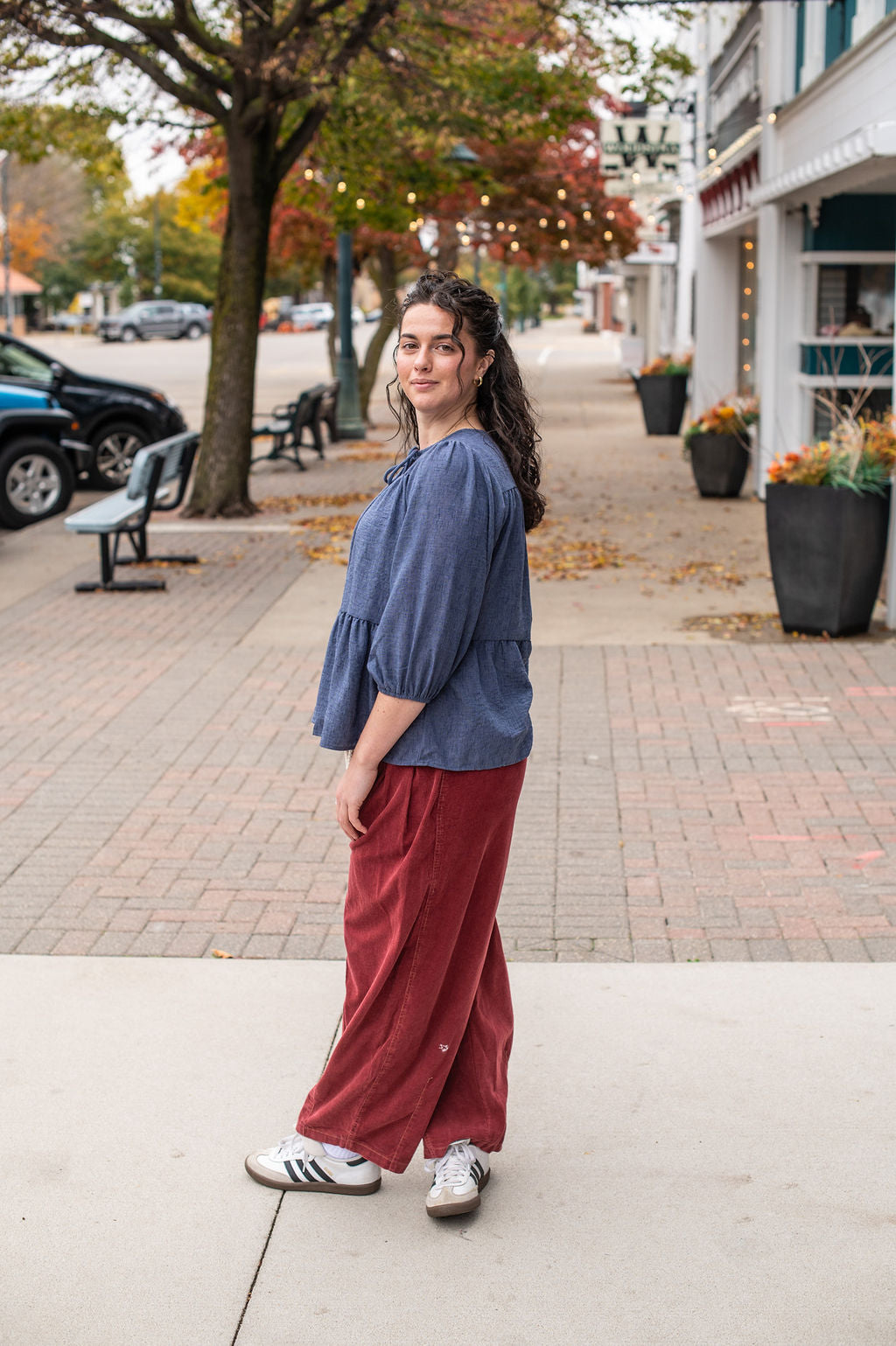 Burgundy Barrel Corduroy Pants