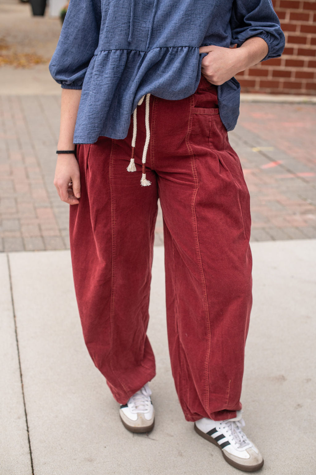 Burgundy Barrel Corduroy Pants