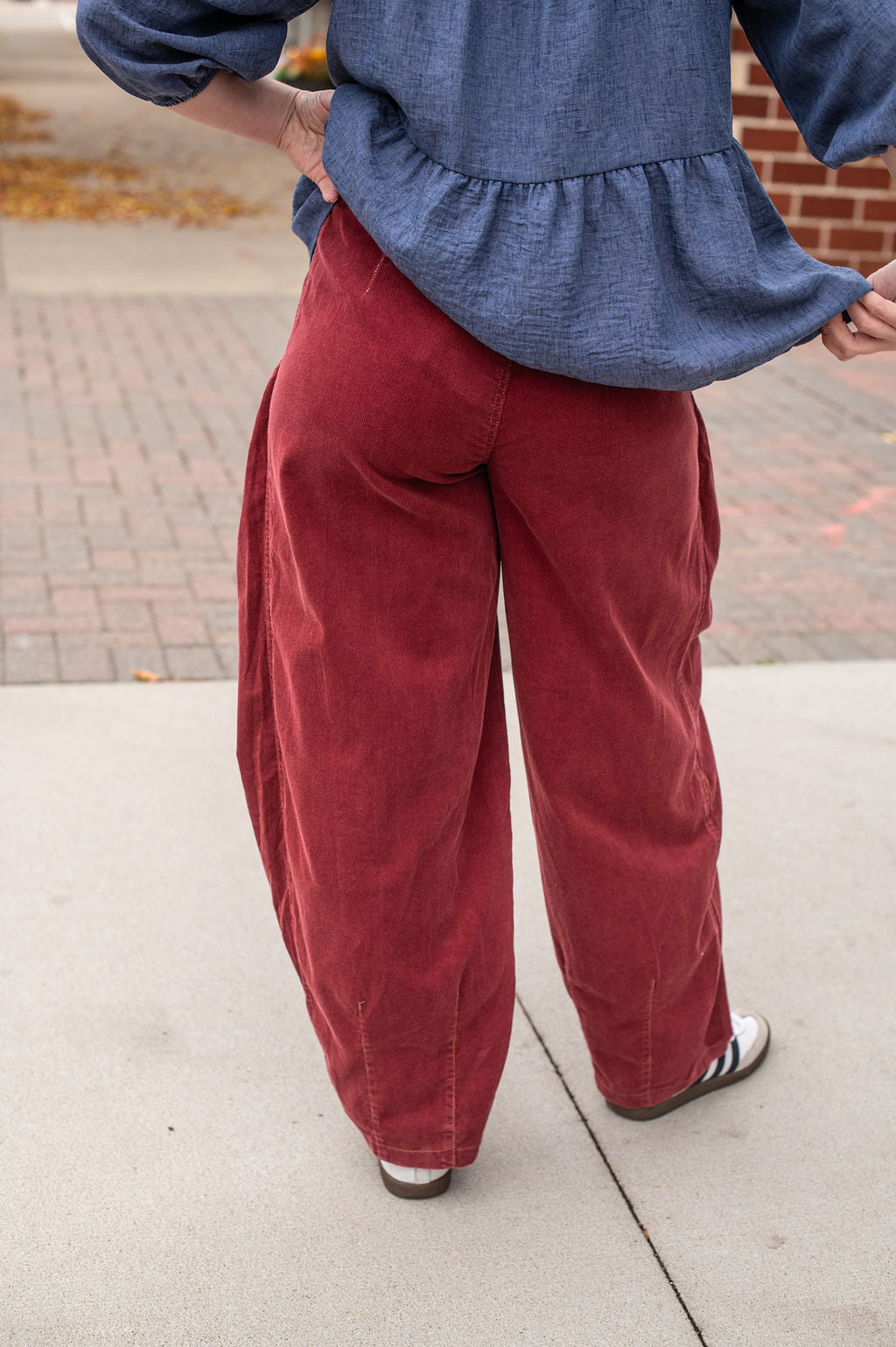 Burgundy Barrel Corduroy Pants