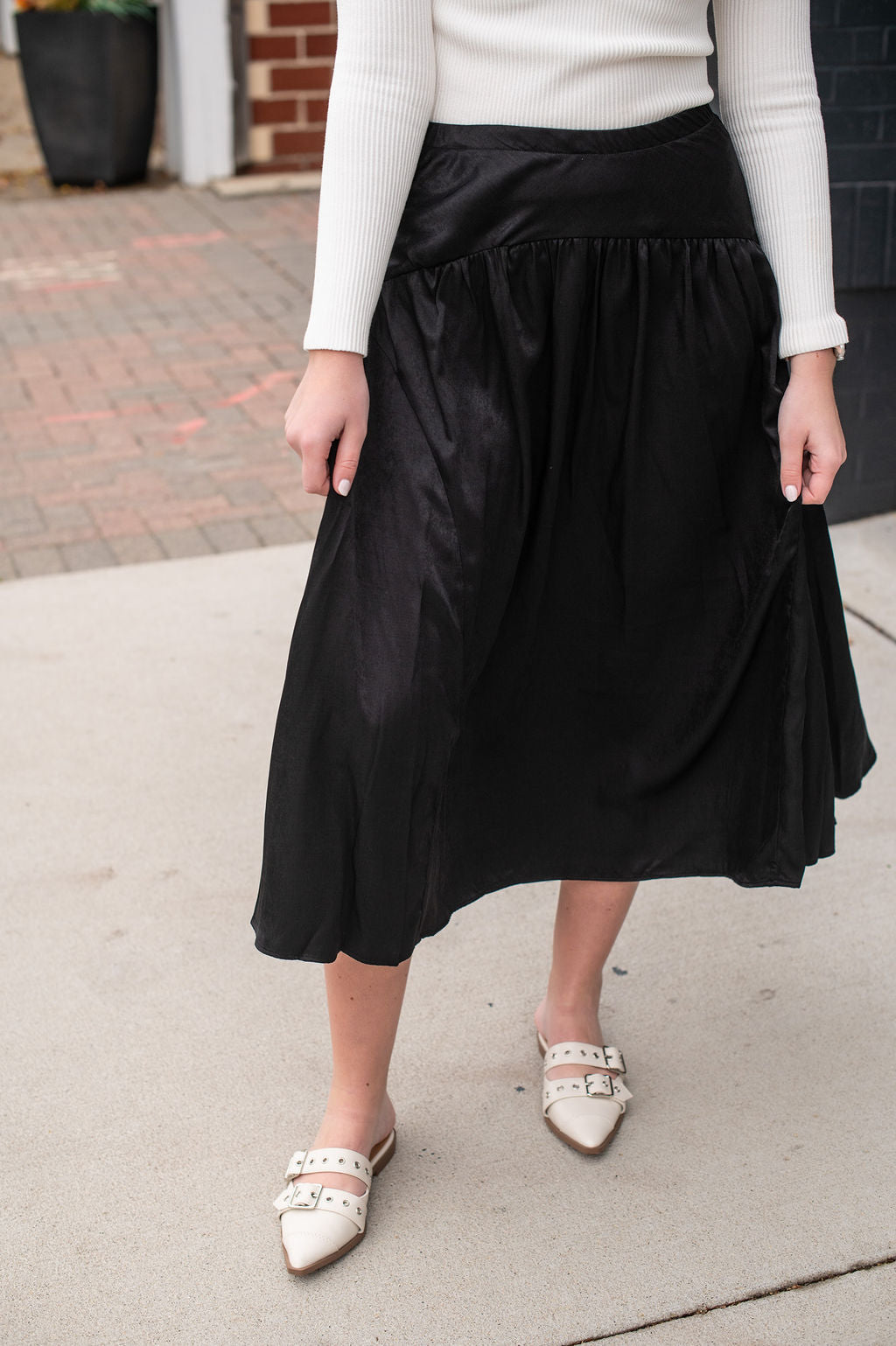 Flare Hem Midi Skirt
