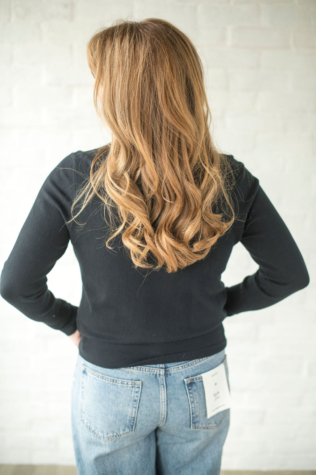 Black LS Gold Button Top