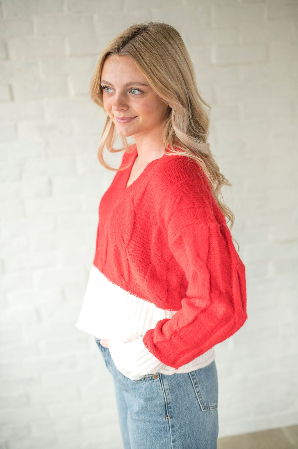 Red Cable Knit Sweater