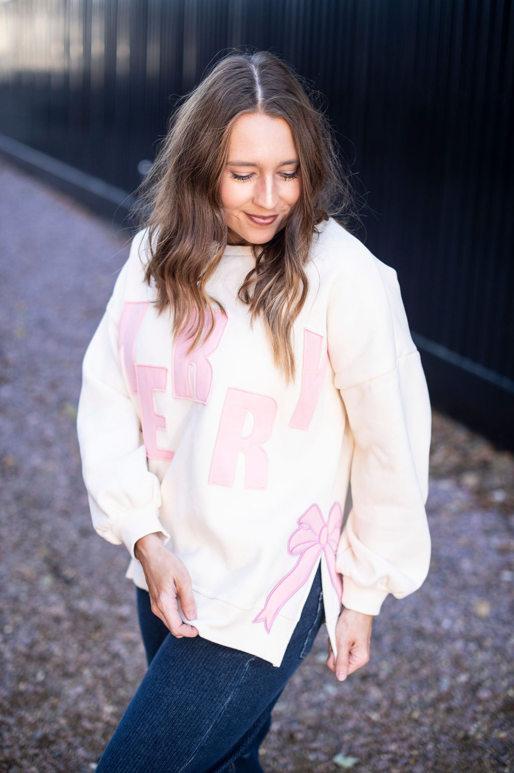 Merry Bow Fleece Sweatshirt