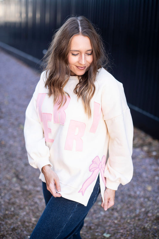 Merry Bow Fleece Sweatshirt