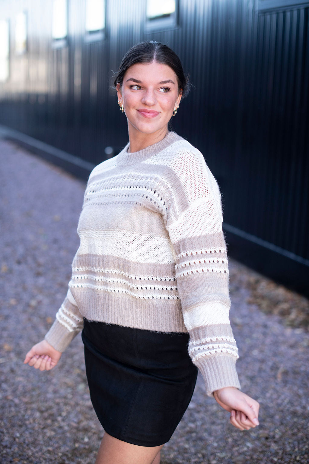 Taupe + Cream Sweater