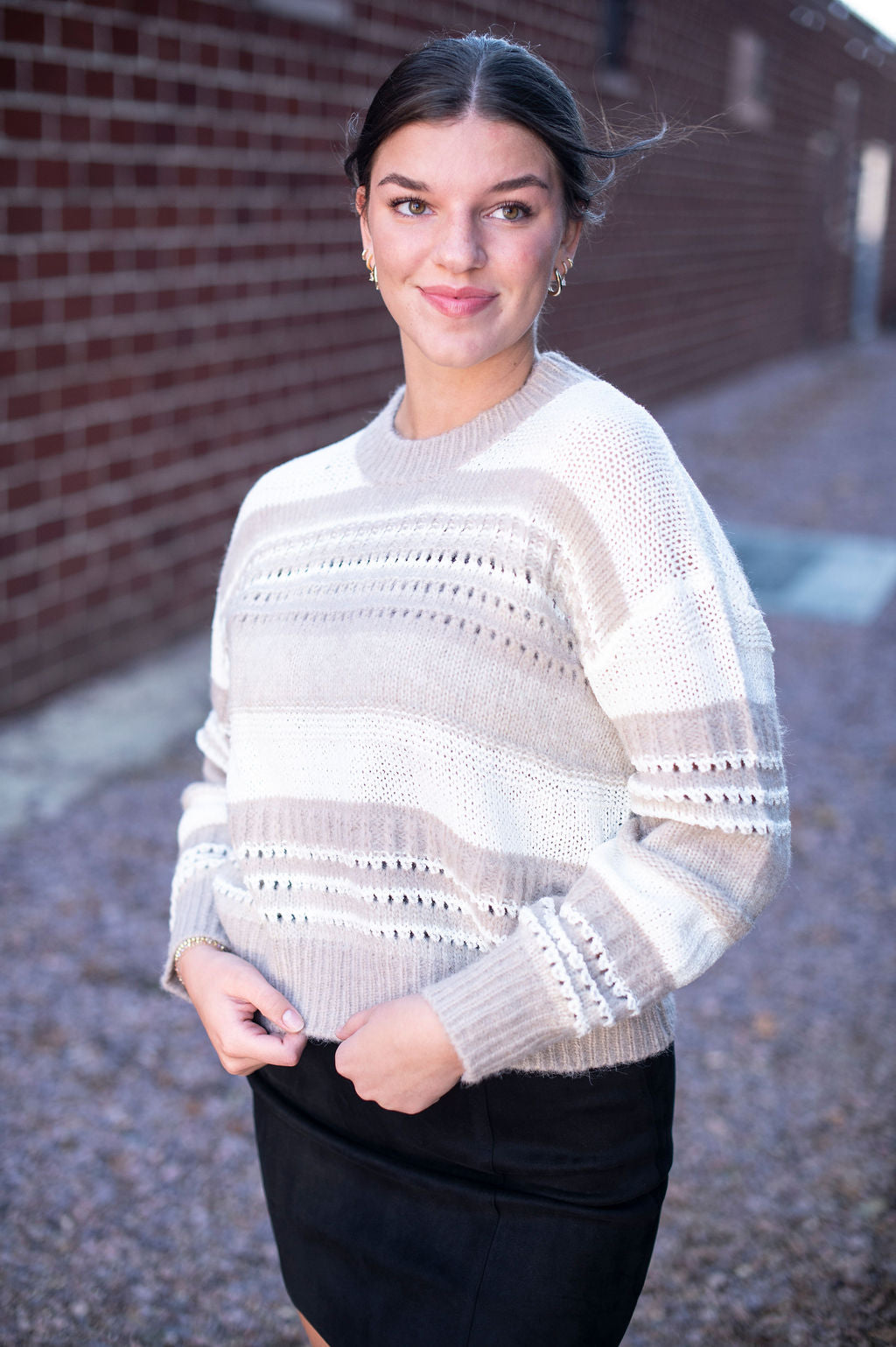 Taupe + Cream Sweater