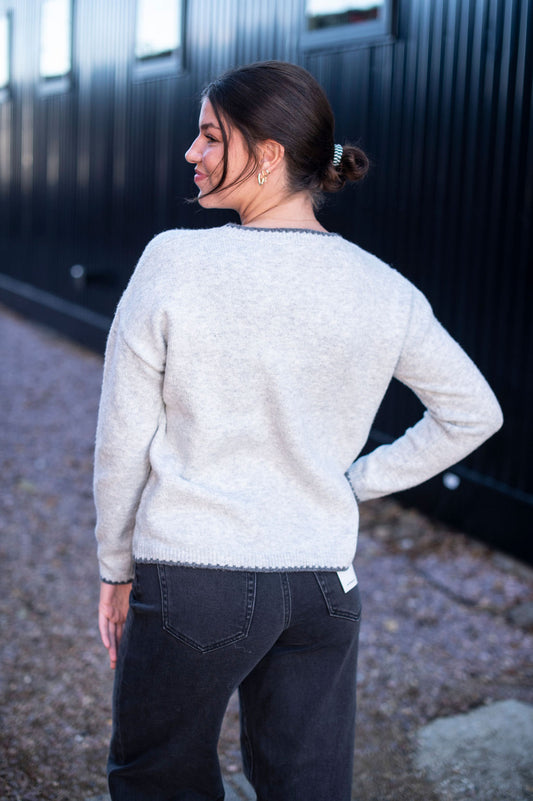 Light Gray + Charcoal Lined Pocketed Sweater