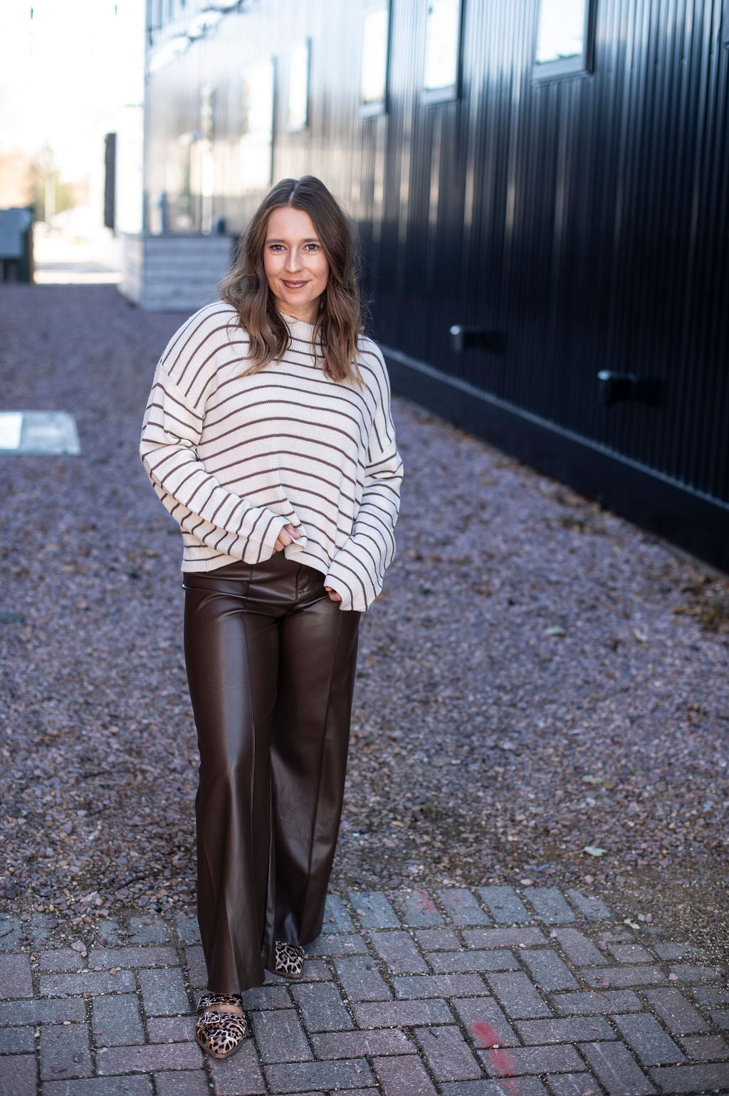 Taupe + Brown Stripe Sweater