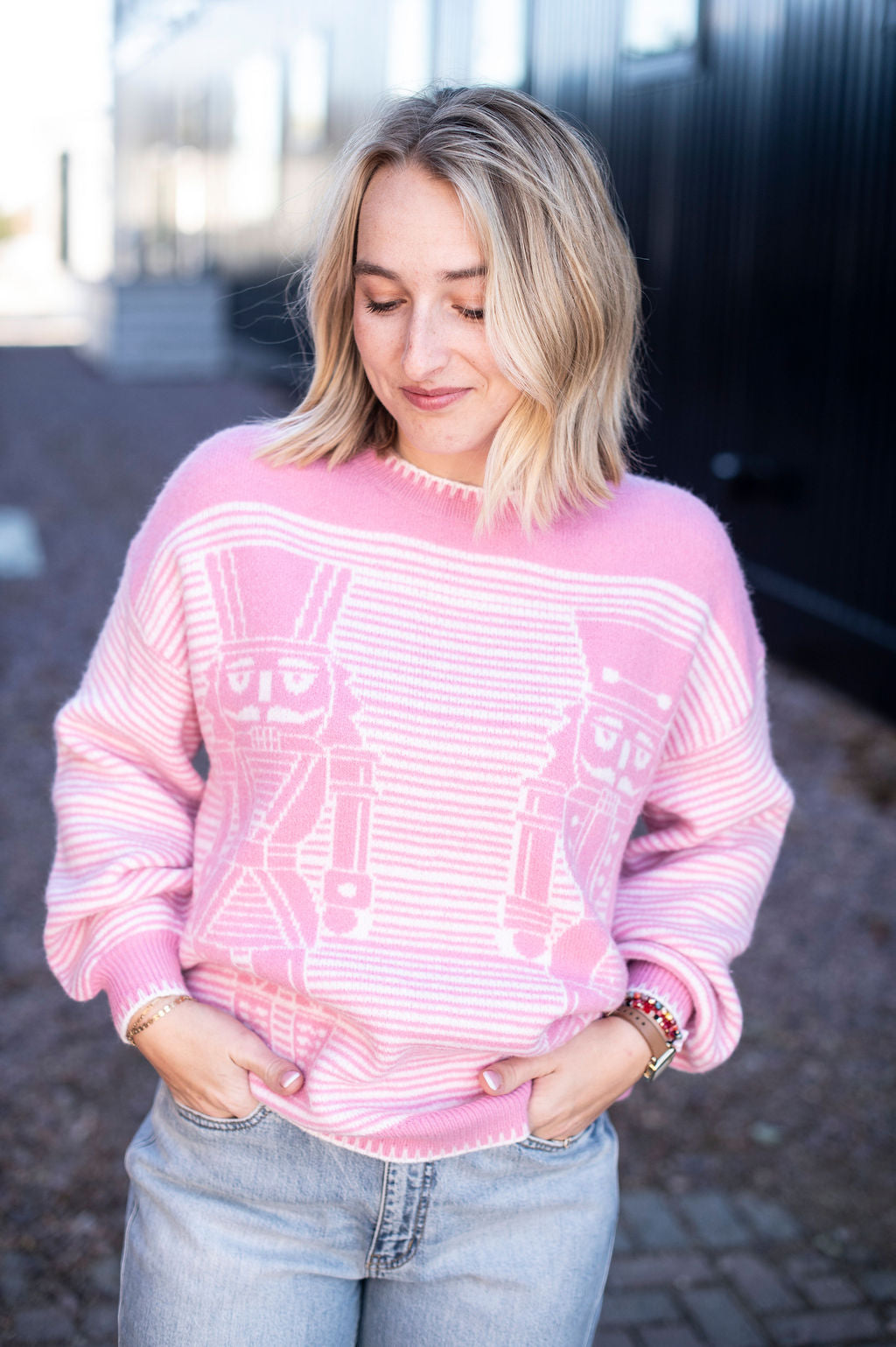 Pink Toy Soldier Christmas Sweater