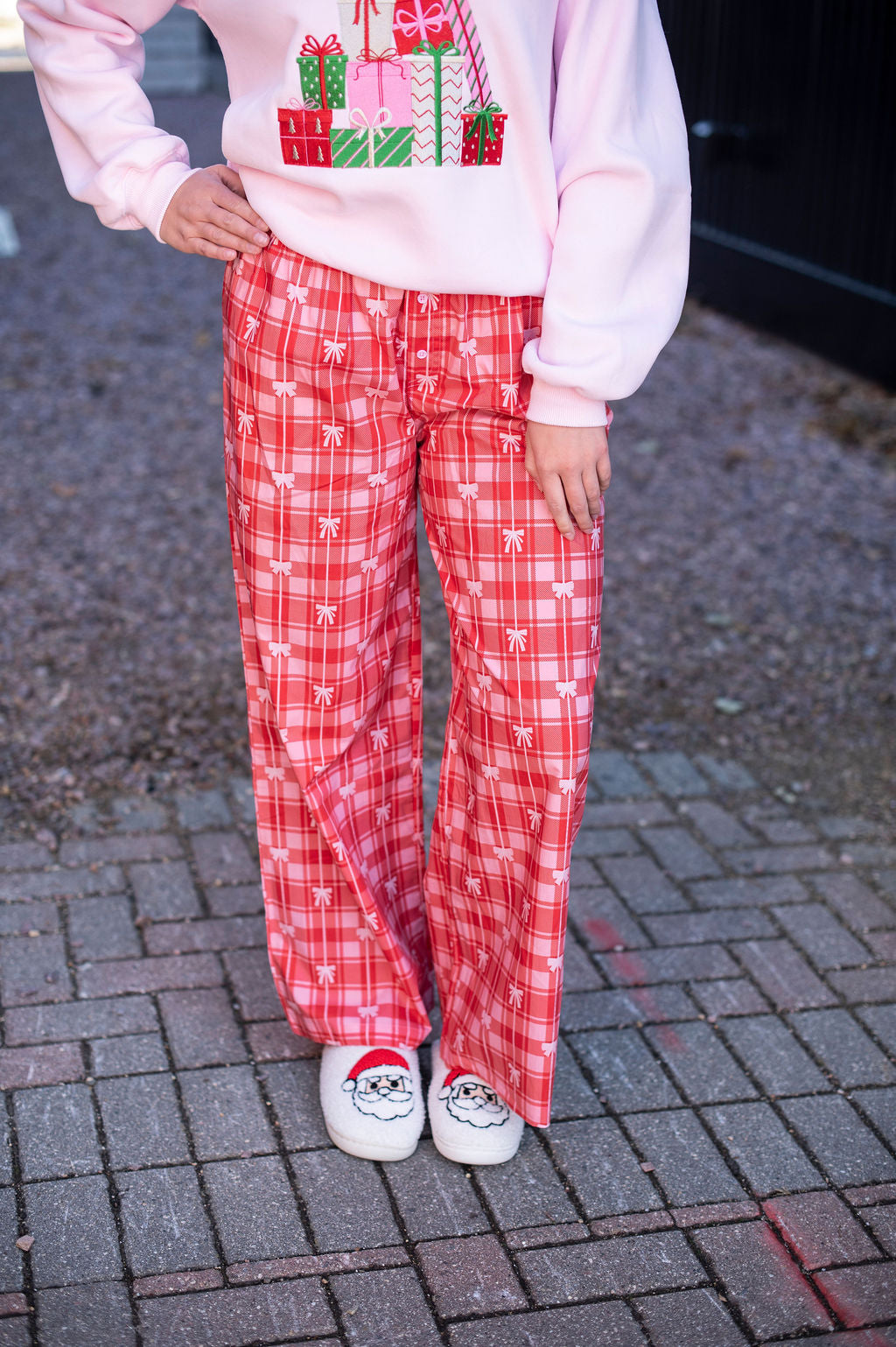 Pink + Red Bow Gingham PJ Pants