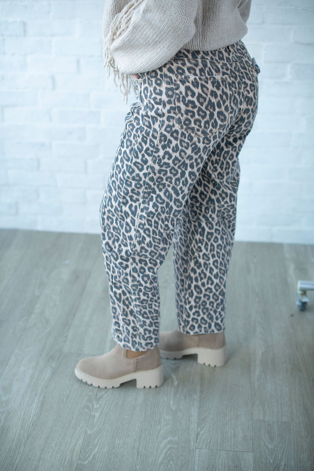 Vervet High Rise Leopard Barrel Jeans