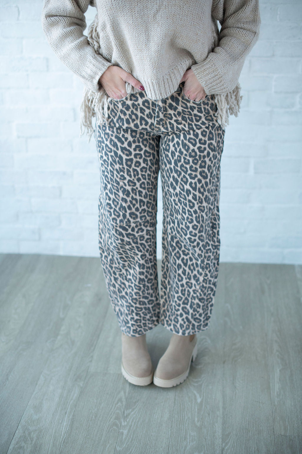 Vervet High Rise Leopard Barrel Jeans