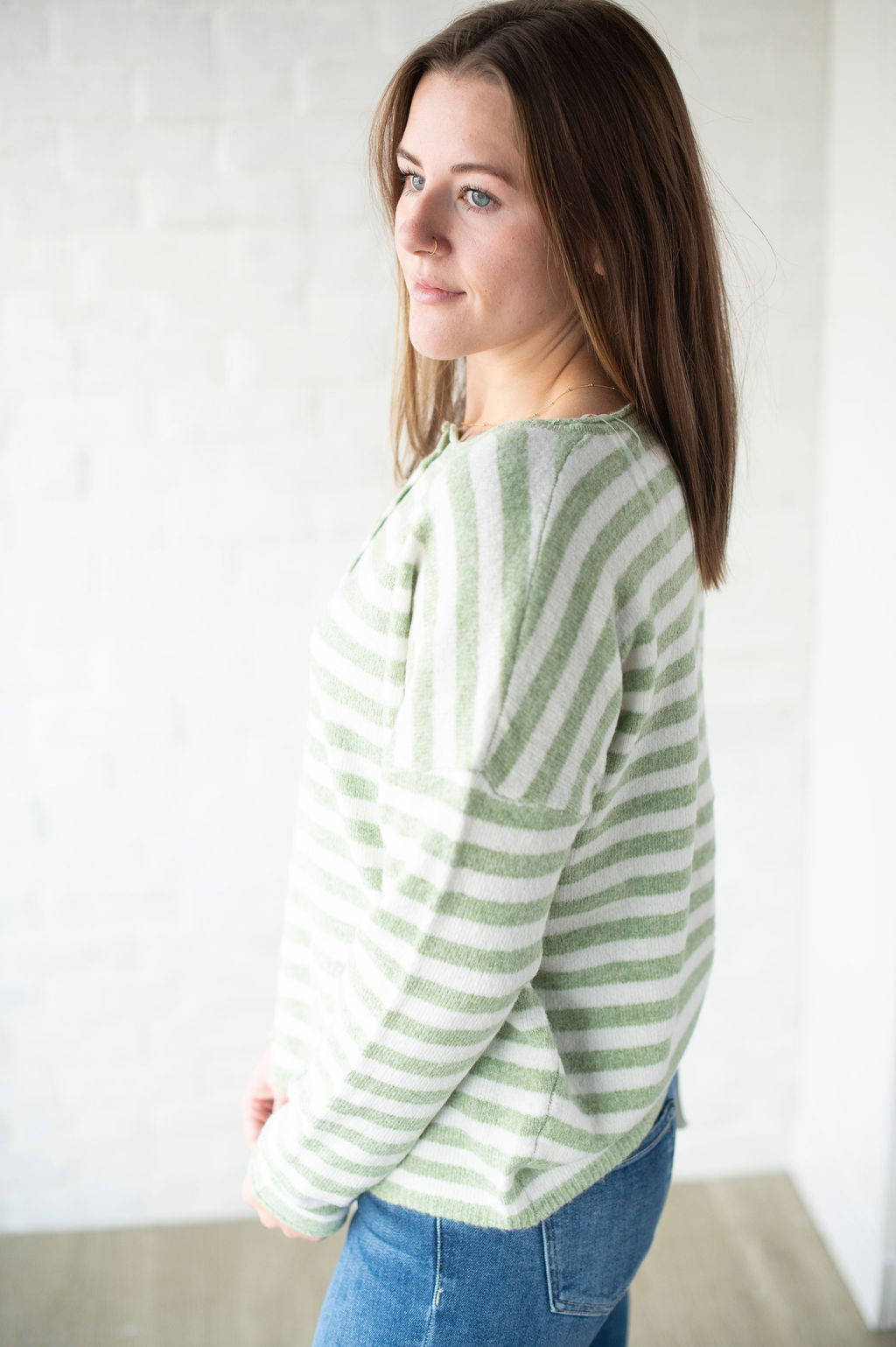 Green Stripe Piper Cardigan