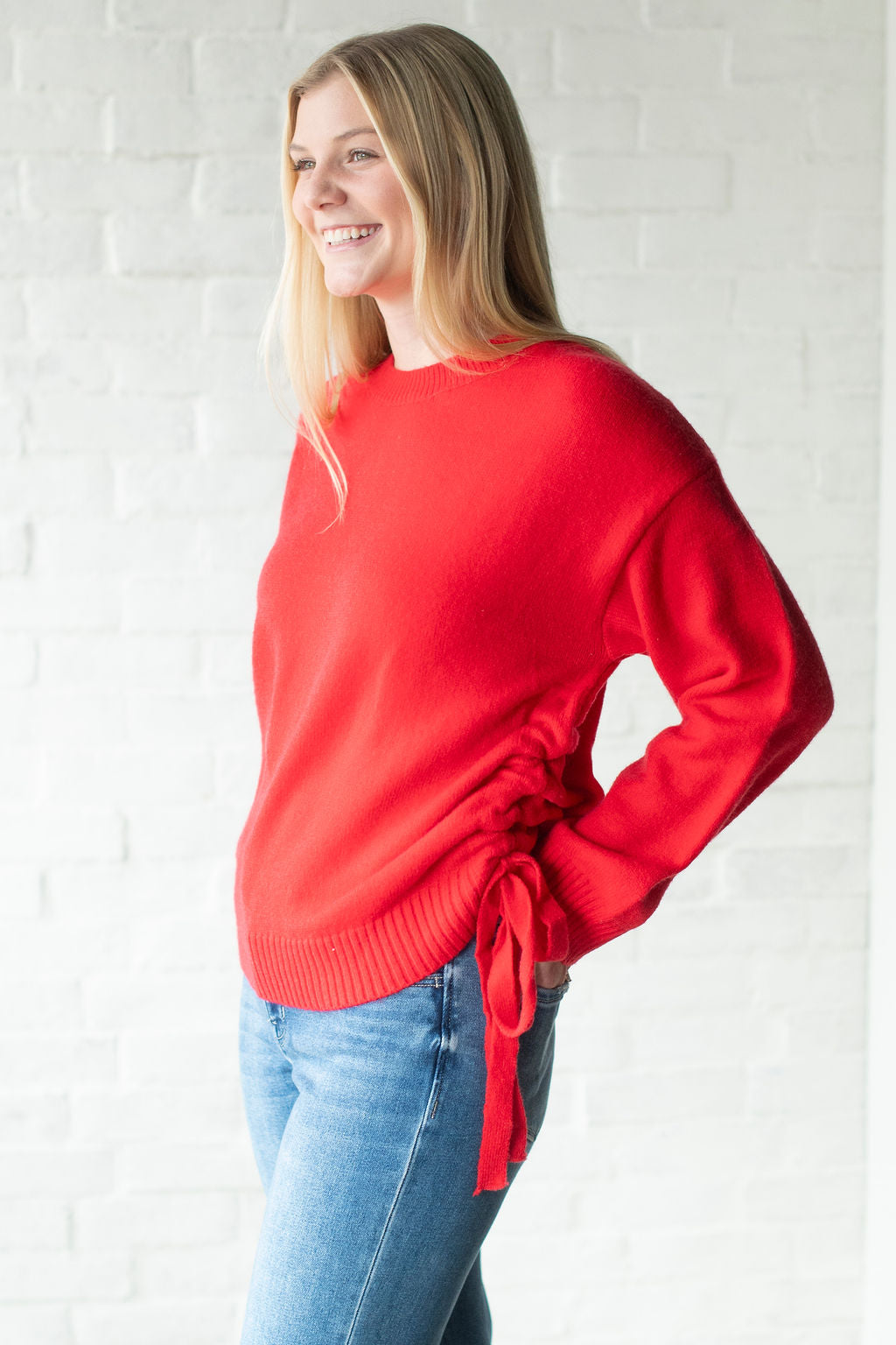 Red Bow Side Sweater