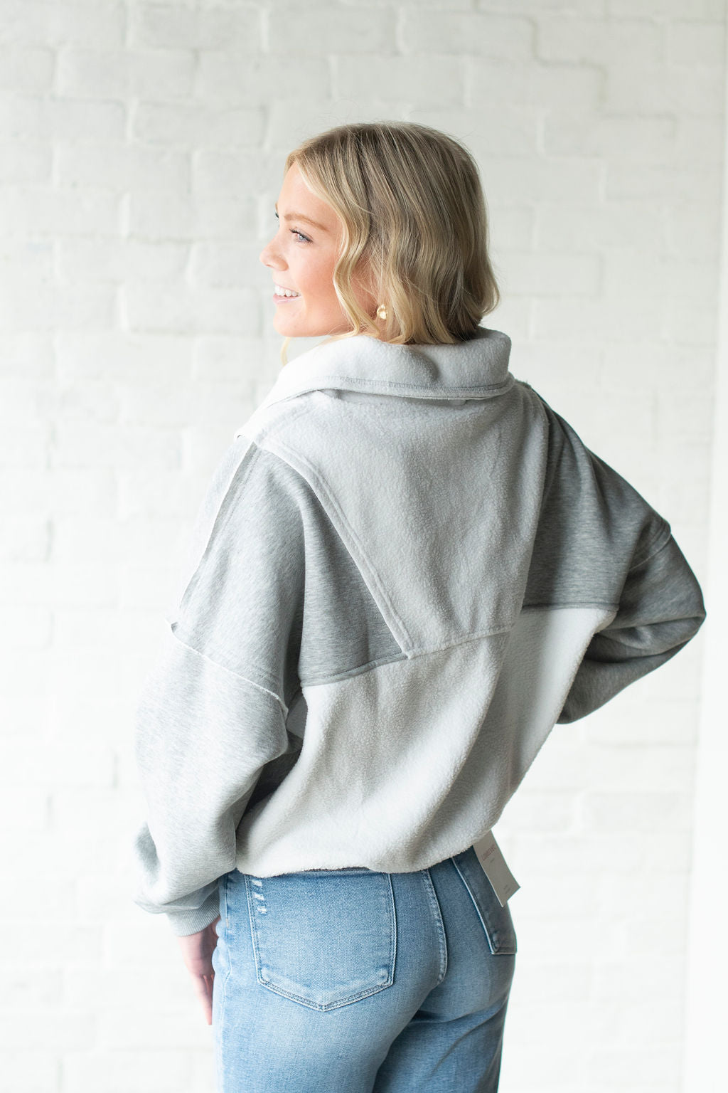 Gray + White Carter Pullover