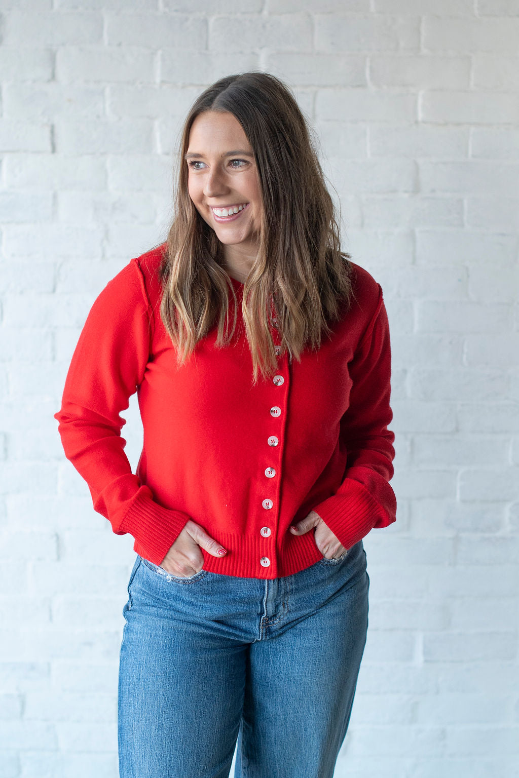 Red Piper Cardigan Sweater