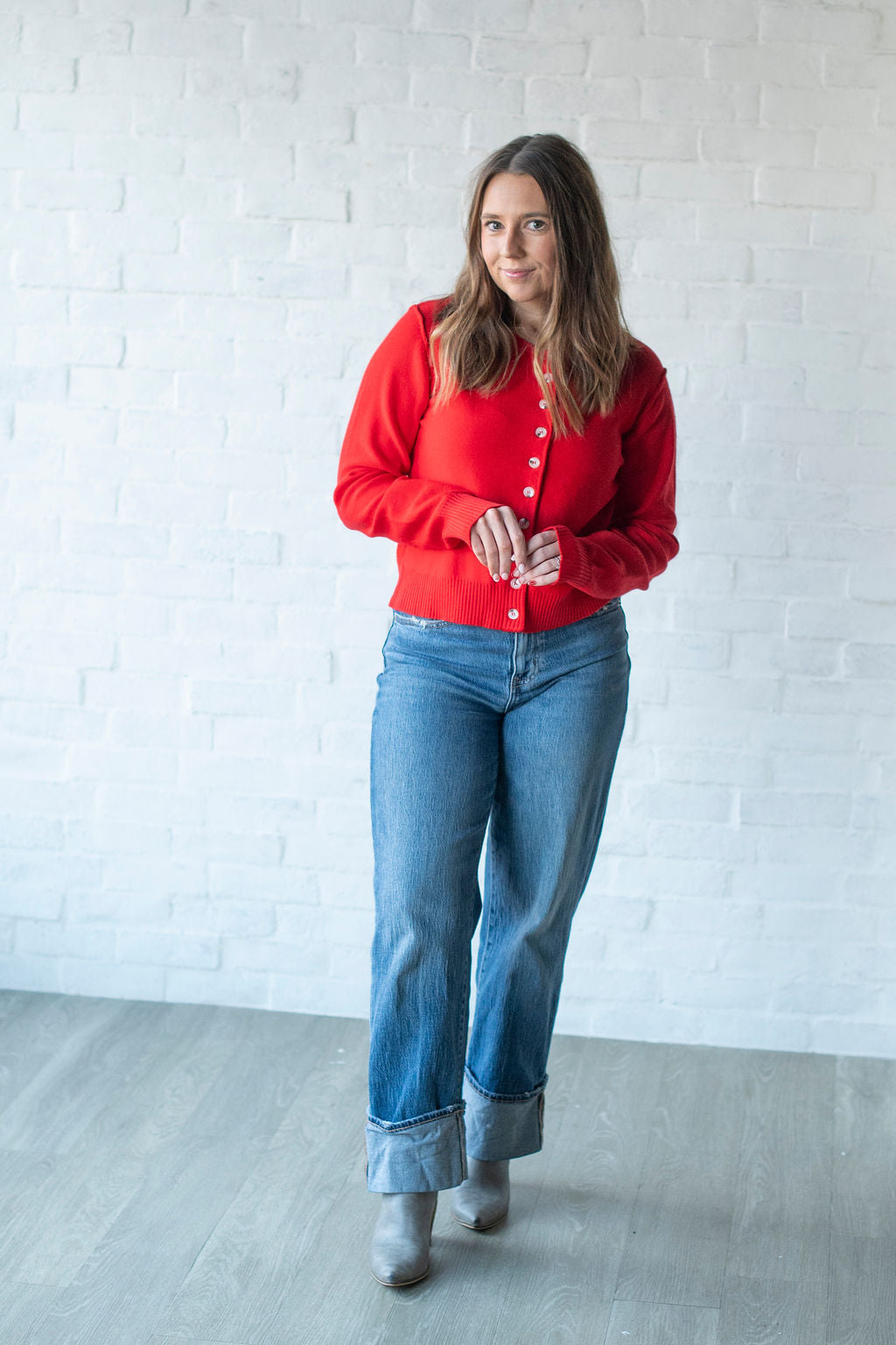 Red Piper Cardigan Sweater