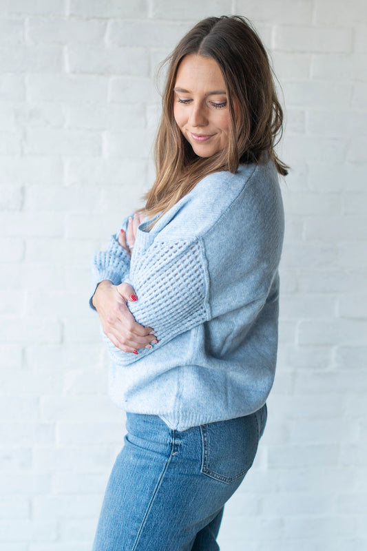 Ice Blue Pocket Sweater