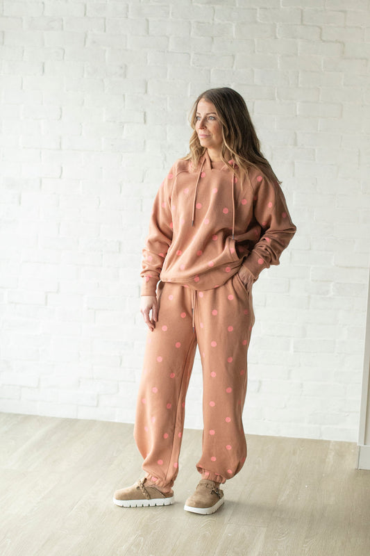 Brown + Pink Polka Dot Joggers