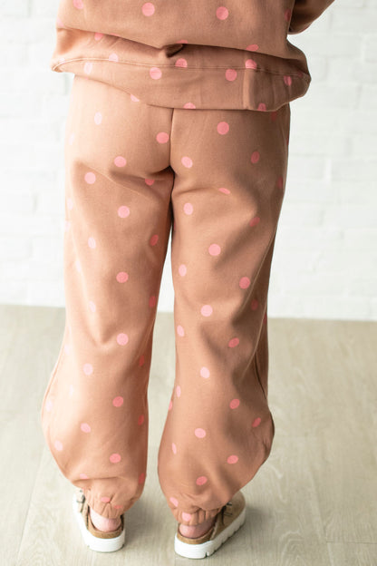 Brown + Pink Polka Dot Joggers