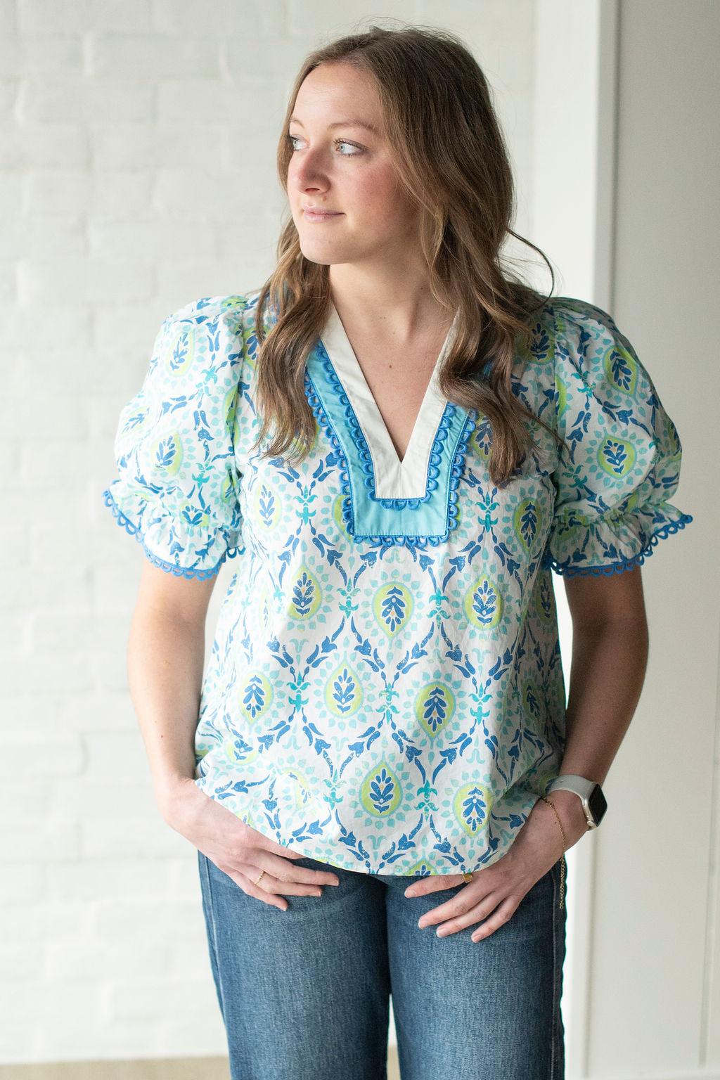 Botanical Puff Sleeve Blouse