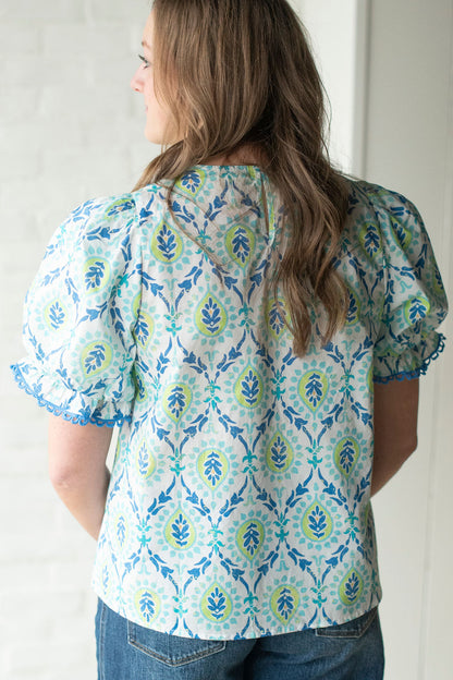 Botanical Puff Sleeve Blouse