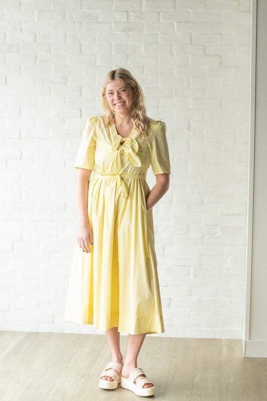 Yellow Triple Bow Midi Dress