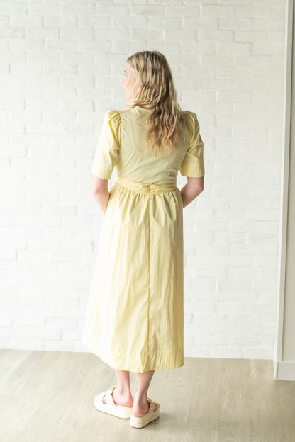 Yellow Triple Bow Midi Dress