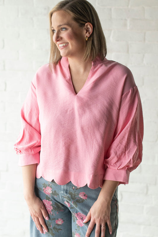 Pink Scalloped Blouse