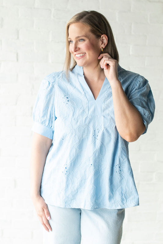 Patel Blue Eyelet Blouse