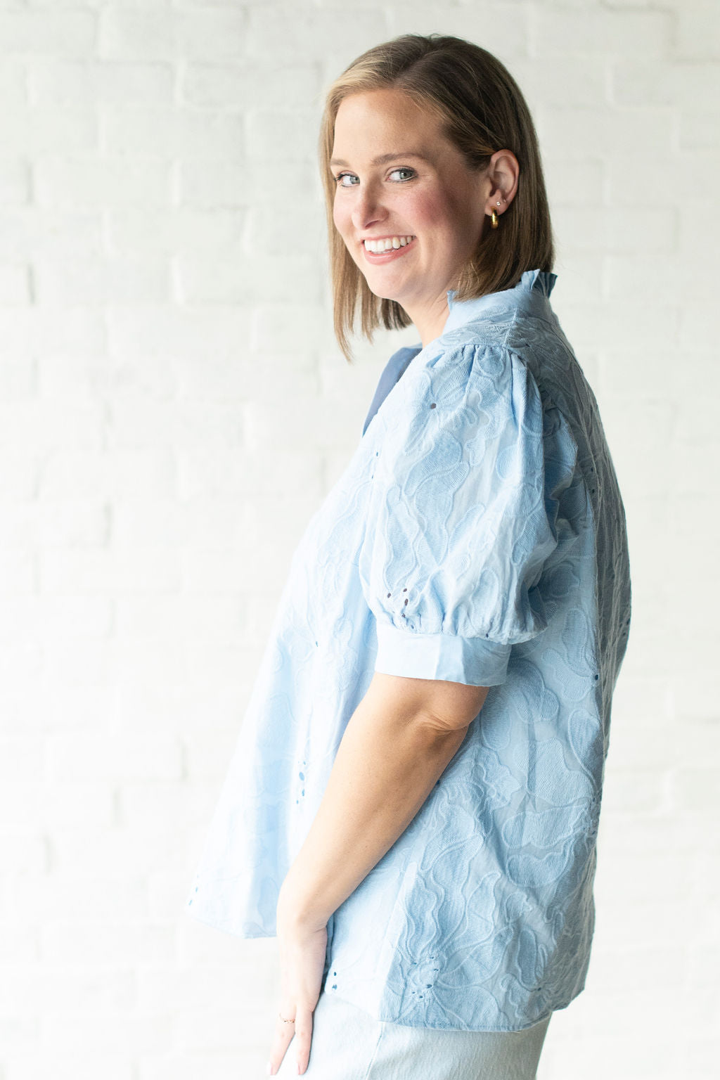 Patel Blue Eyelet Blouse