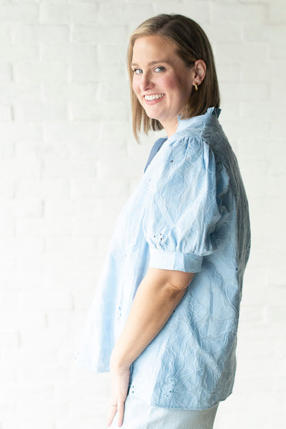 Patel Blue Eyelet Blouse