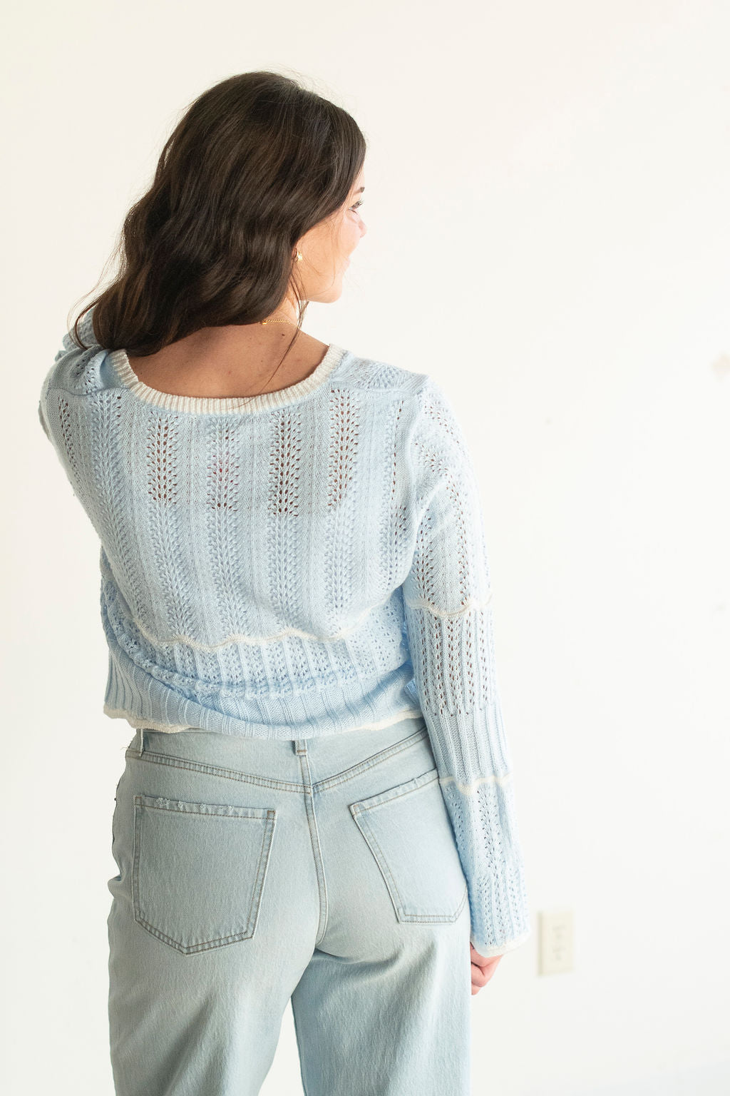 Blue Pointelle Cardigan
