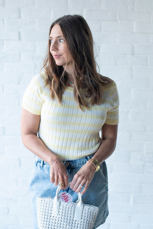 Butter Stripe SS Knit Top