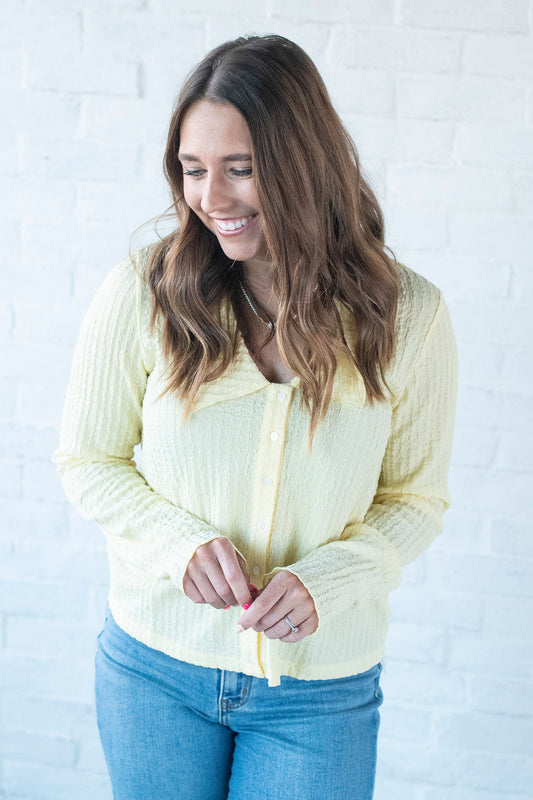 Yellow Collared Button Blouse